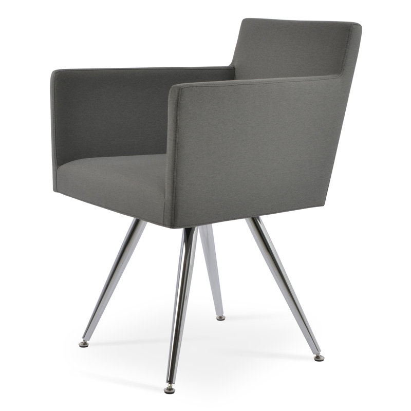 Harput 15'' H Upholstered Armchair, Camira Wool Orange, Stainless Steel