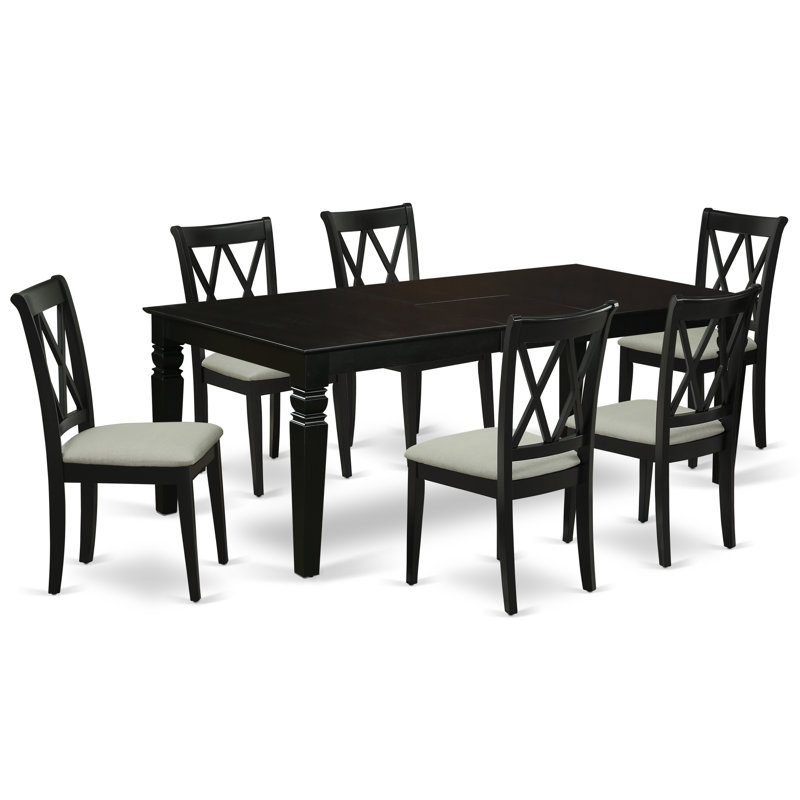 L'ensemble 5 pièces de table et chaises de cuisine comprend une table de salle à manger rectangulaire avec rallonge papillon et 4 chaises en bois massif de 42 po x 84 po, noir