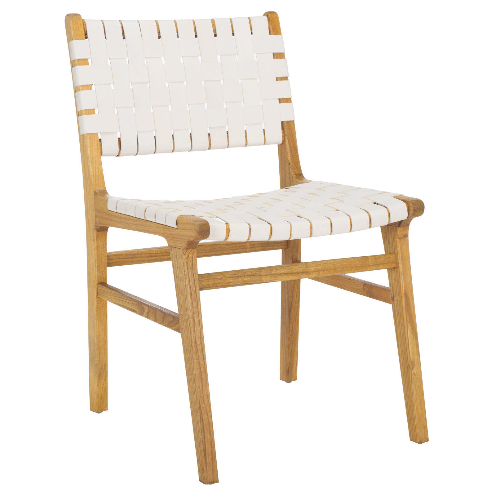 Alston Genuine Leather Dining Chair, White/Natural
