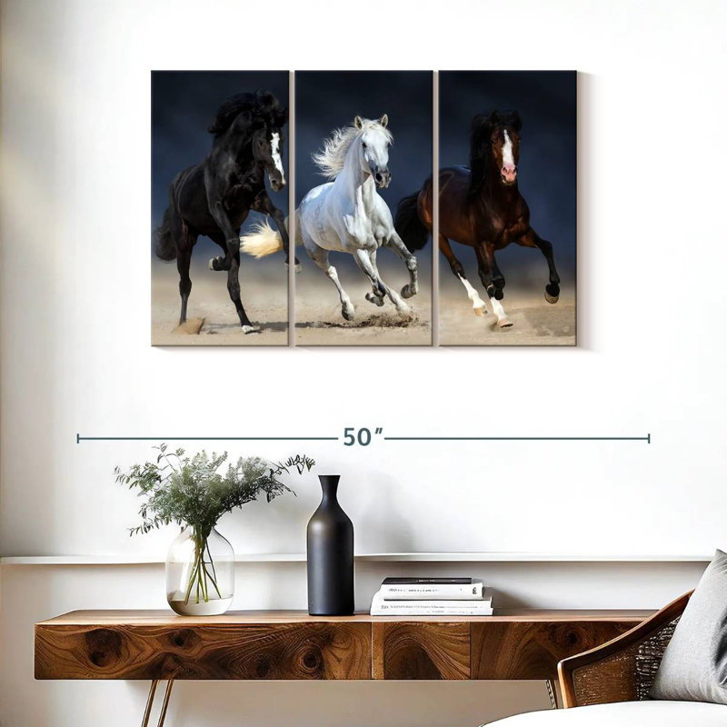 Brampt Three Playful Horses, 24" H x 38" W