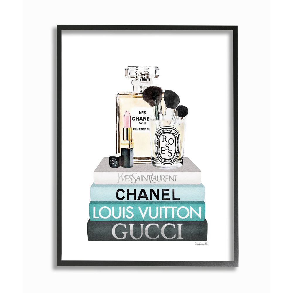 " Glam Essentials Above Iconic Designer Bookstack " by Amanda Greenwood Stupell Industries 