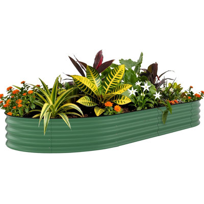 Jardinière 8 x 2 x 1,5 pi, boîte à fleurs en métal robuste pour fleurs, légumes, herbes, résistant à la rouille, facile à assembler