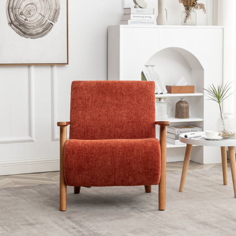 Upholstered Armchair, Orange Polyester