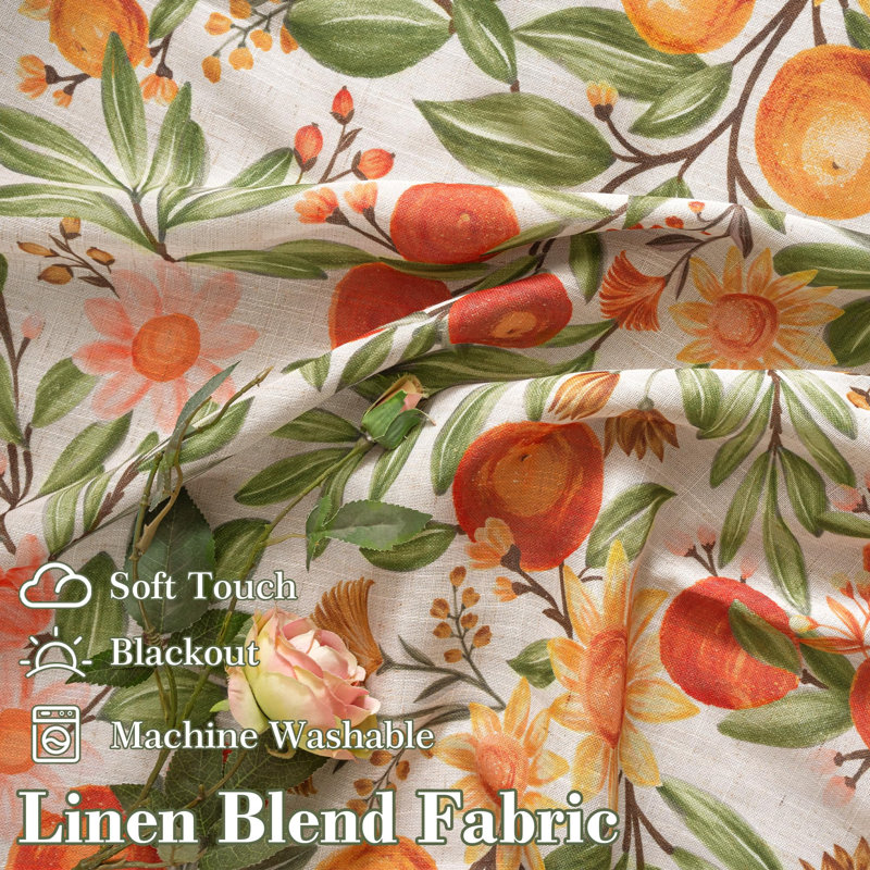 Hansfried Floral Blackout Thermal GrommetCurtain Panels, 52" W x 96" L