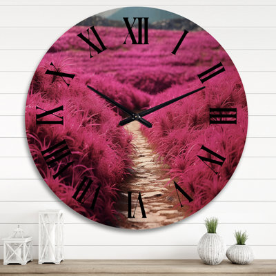 Horloge murale Fushia Blooming Abstraction II