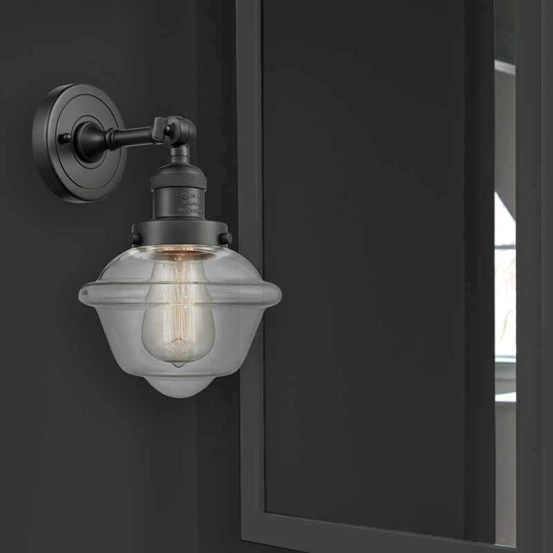 Gaspard Dimmable Bath Sconce, 6 Watt Vinage LED Bulb, Clear, Matte Black