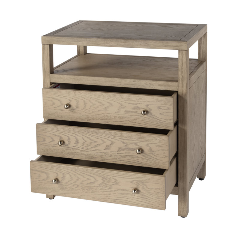 Celine 27" 3-Drawer Nightstand, Light Oak