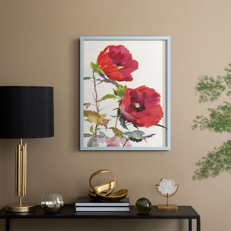 Hibiscus Glow I Framed Print - Solid Wood, Blue, 30" H x 24" W