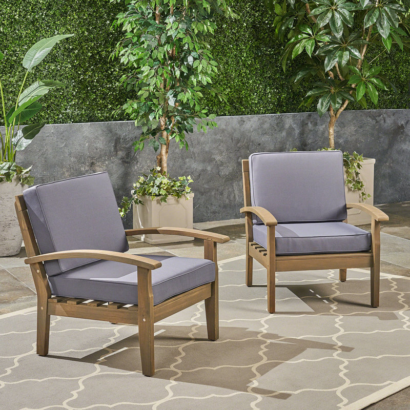 Chaises de patio à cadre en bois, Gris