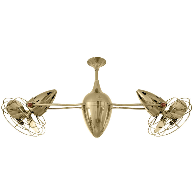 48" Ar Ruthiane 6 Blade Ceiling Fan, Polished Brass
