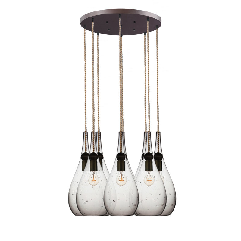 Earth 8 - Light Chandelier, 96" H x 18" W x 18" D, Ship Rod, Seeded Glass