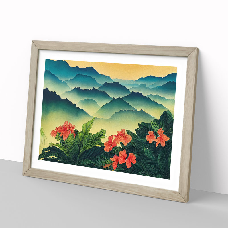 Amazing Mountains - Framed Print, 25cm H x 34cm W x 2cm D, Oak Framed