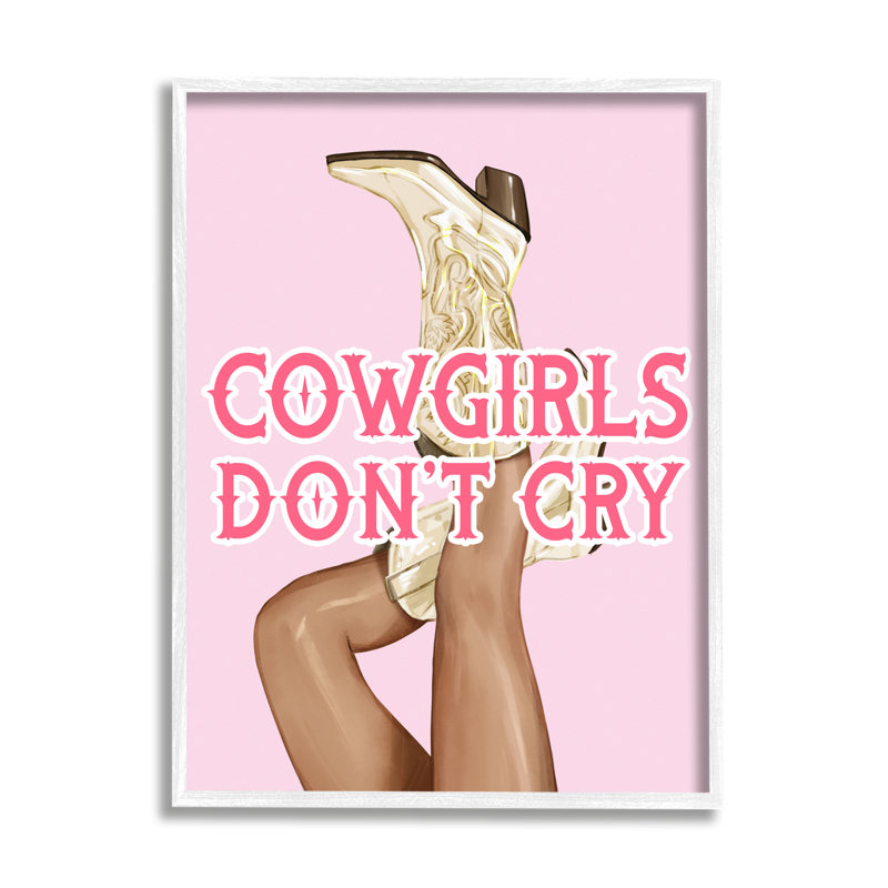 Cowboys Don't Cry Expression par Ziwei Li, H 14 po x l 11 po x P 1,5 po, Estampe numérique encadrée blanc bord de mer