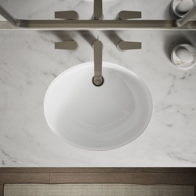 Caxton® Vitreous China Oval Undermount Bathroom Sink with Overflow, Honed White