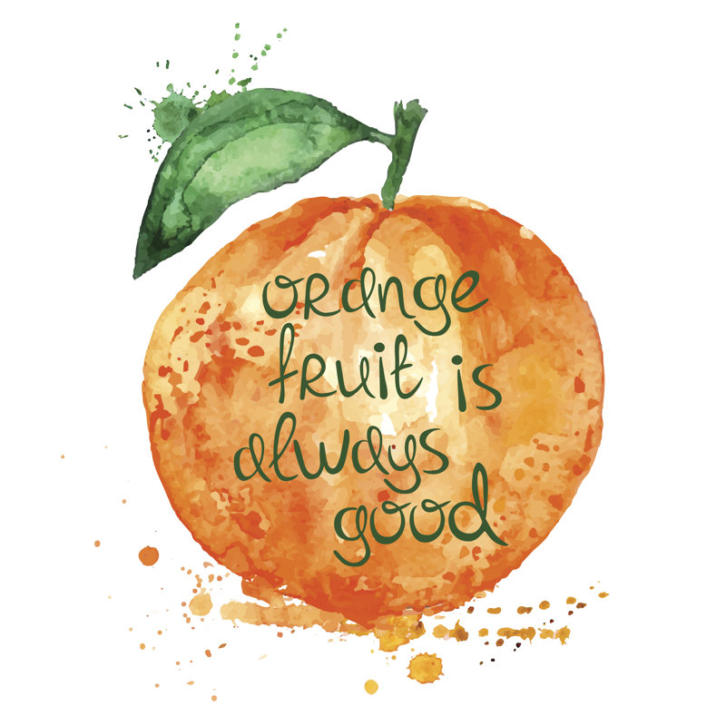 Illustration of orange fruit. 1 Piece Wrapped Canvas Wall Art, 30cm H x 30cm W