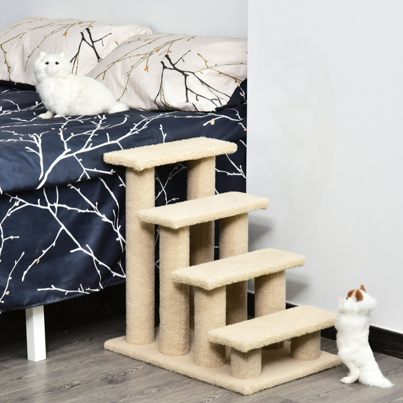 Poteau à griffer pour chat à 4 niveaux pour escalade, grattage et accès confortable., Brun