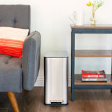 2.6 Gallon Stainless Steel Rectangular Step On Bathroom Trash Can