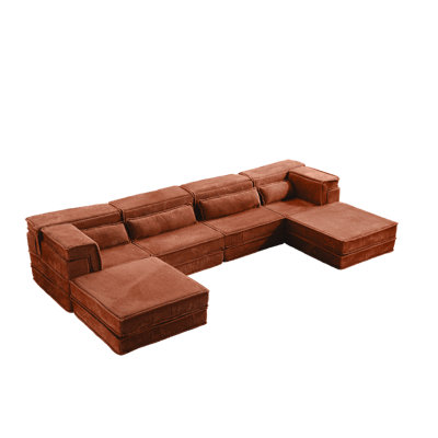 Canapé-lit modulaire convertible surdimensionné à 4 places avec 2 repose-pieds