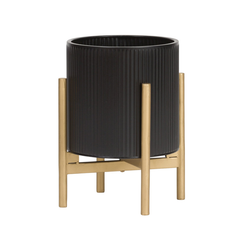 Laurien Everett Pot with Loki Base, 12" H x 9.5" W x 9.5" D, Gold
