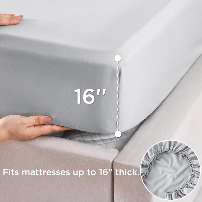Couvre-lit en polyester et rayonne provenant de draps en bambou, Gris clair