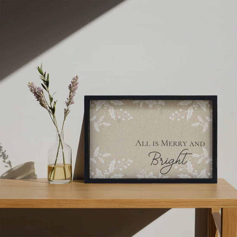 Plaque murale en bois "All Is Merry and Bright"