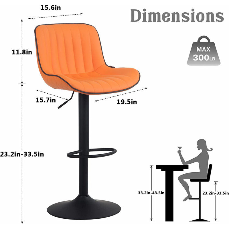 Tabourets de bar Brinitta, Orange