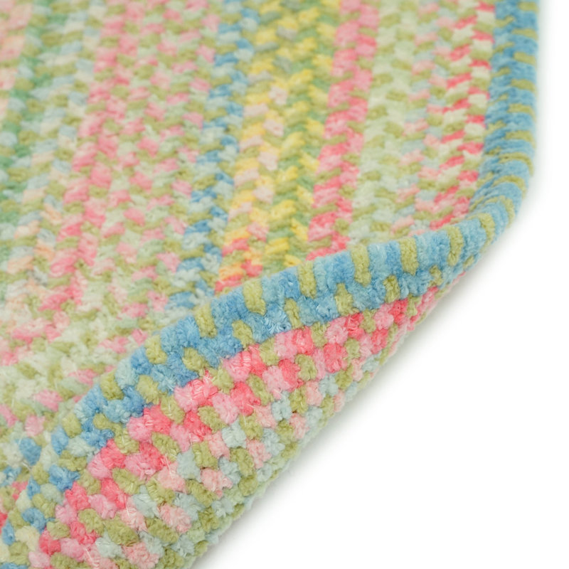 Aaru Hand Braided Cotton Light Green, Oval 5' x 8'