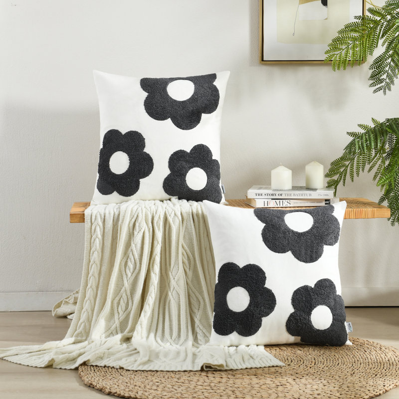 Coussin en pur coton, Gris, Housse de coussin seulement - sans coussin