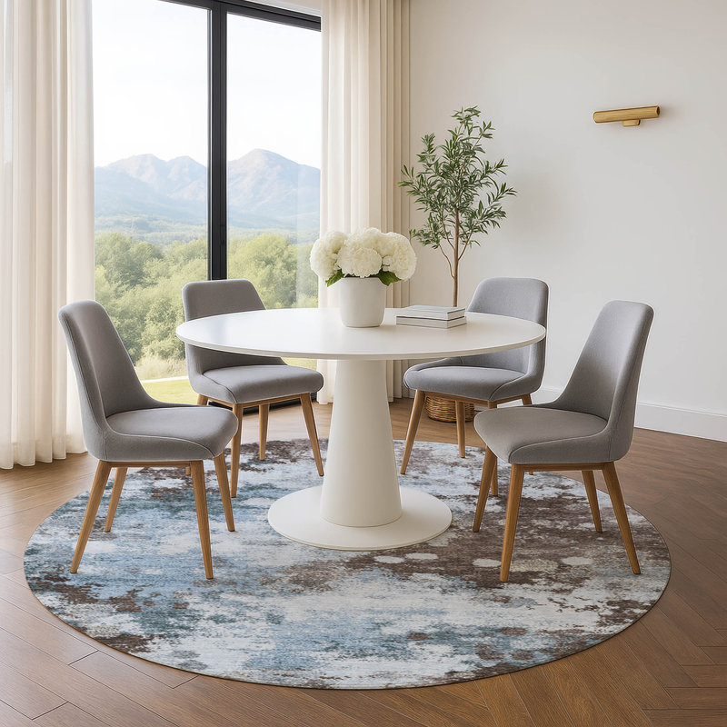 Premium Machine Washable  Abstract Rug, Round 8'