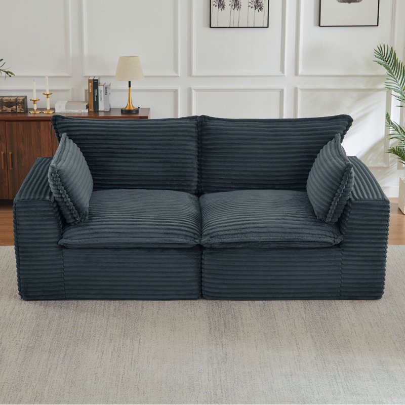 Causeuse, canapé modulaire désossé pour le salon, canapé modulaire moderne surdimensionné, Gris foncé