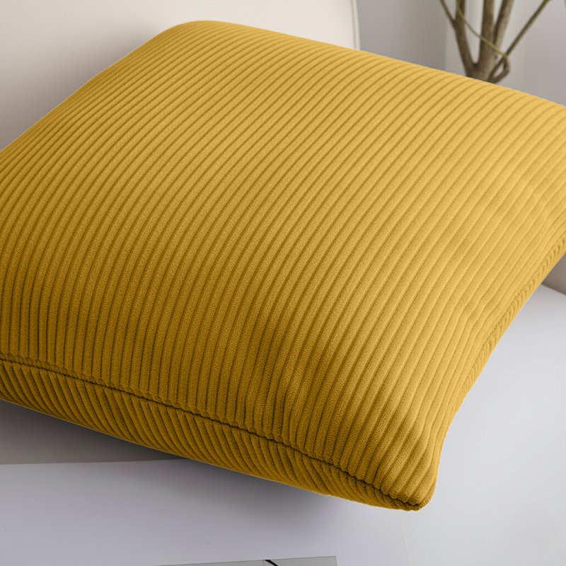 Square Pattern Cushion Cover-(Pack of 2), Ochre Striped