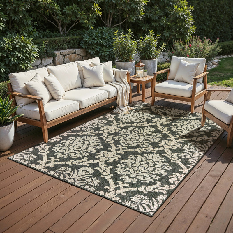 Crawford Oriental Indoor / Outdoor Rug, Rectangle 3'3" x 5'