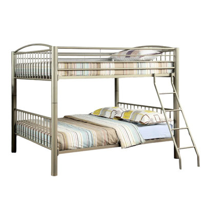 Lit superposé double au-dessus de style contemporain avec finition dorée métallique, fabrication en métal et lit à finition mobile Avantage, aspect convertible d'apparence