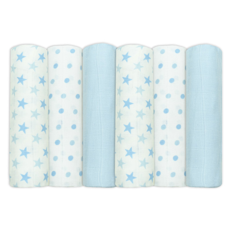 Losurdo MuslinZ Baby Muslin Squares 100% Cotton, Blue Star