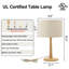 Lampe de table en bois massif Nordic avec abat-jour tambour en lin, éclairage décoratif à intensité variable pour la chambre à coucher, le salon ou la table de chevet -556323673