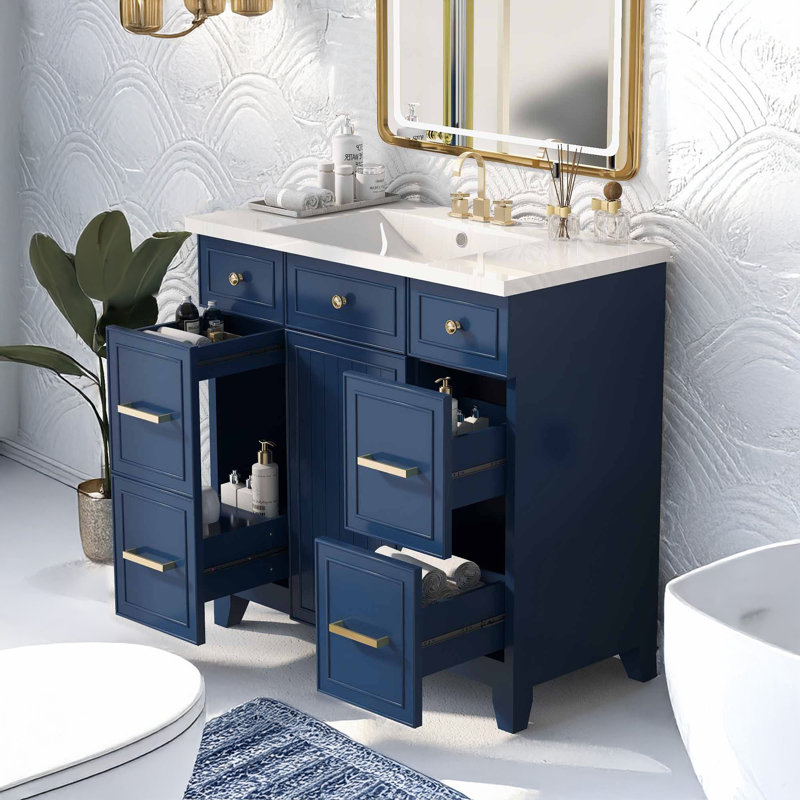 Armoire de salle de bain Nicette, Bleu marine