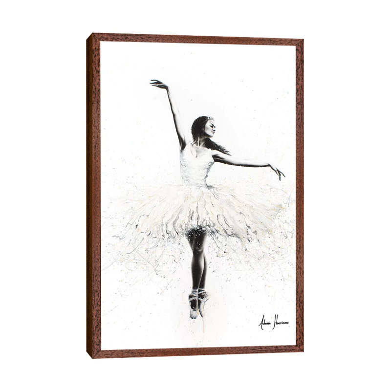 The White Swan by Ashvin Harrison - Print on Canvas, 66.04 cm H x 45.72 cm W, Classic Brown Wood Framed