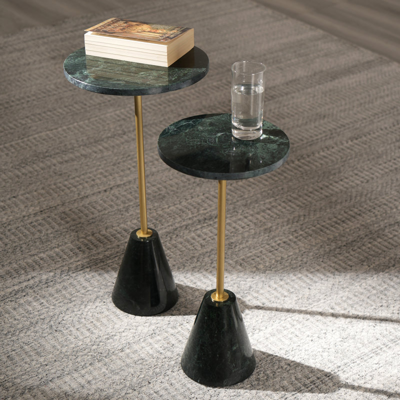 Kryslynn Genuine Marble Pedestal End Table