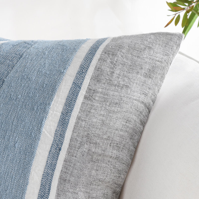 Lima 22" Linen Fabric Capri Blue Throw Pillow
