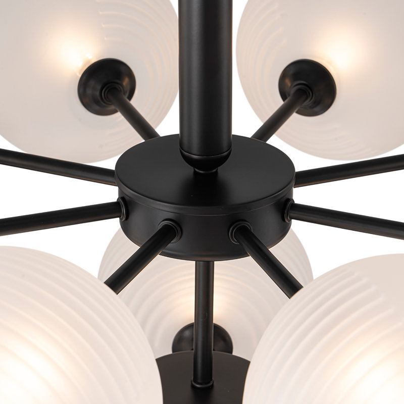 Delacroy 13 - Light Dimmable Chandelier, Ribbed, Black