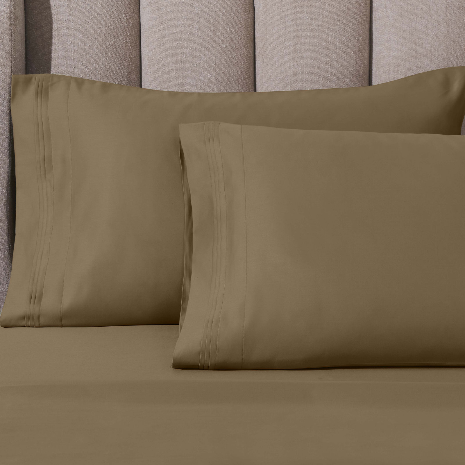 Arling Cotton Pillowcase, King Pillowcase, Taupe