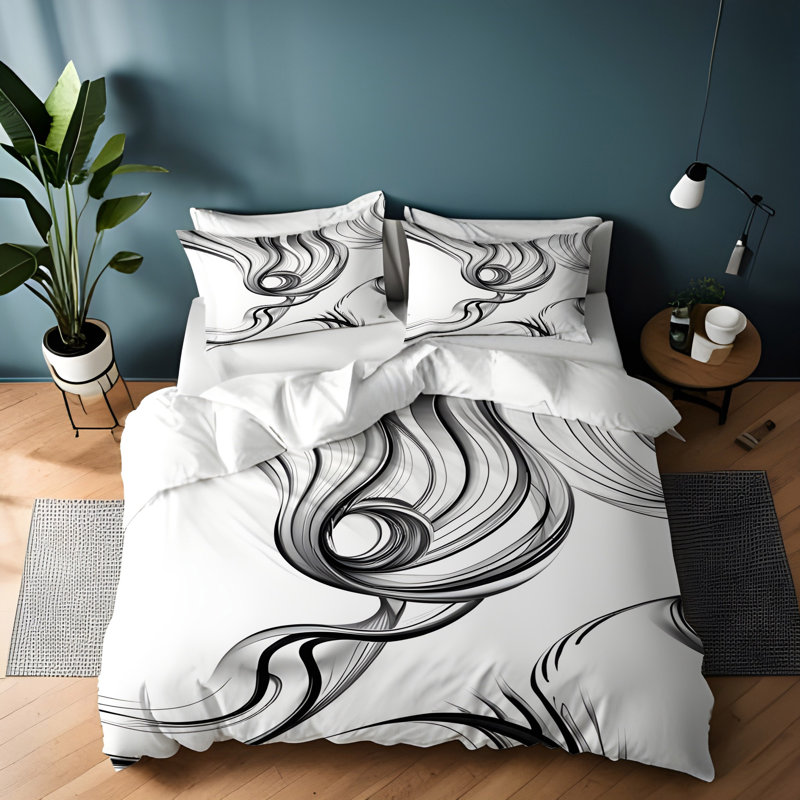Ensemble de housse de couette , Housse de couette simple + 1 taie décorative pour