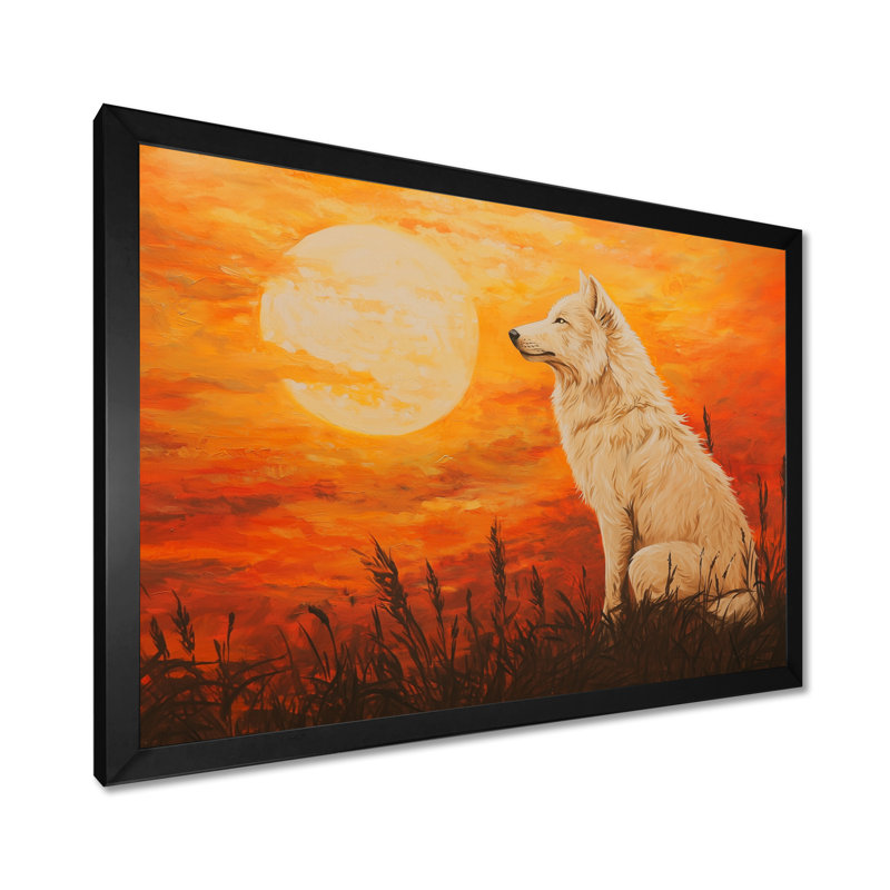 Portrait de loup au coucher du soleil III - loup, reproduction d'art murale, H 12 po x l 20 po, Noir