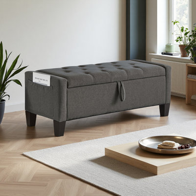 Ottoman With Storage, Storage Ottoman Bench With Safety Hinge 350 Lbs Weight, Upholstered Entryway Bench With Seating