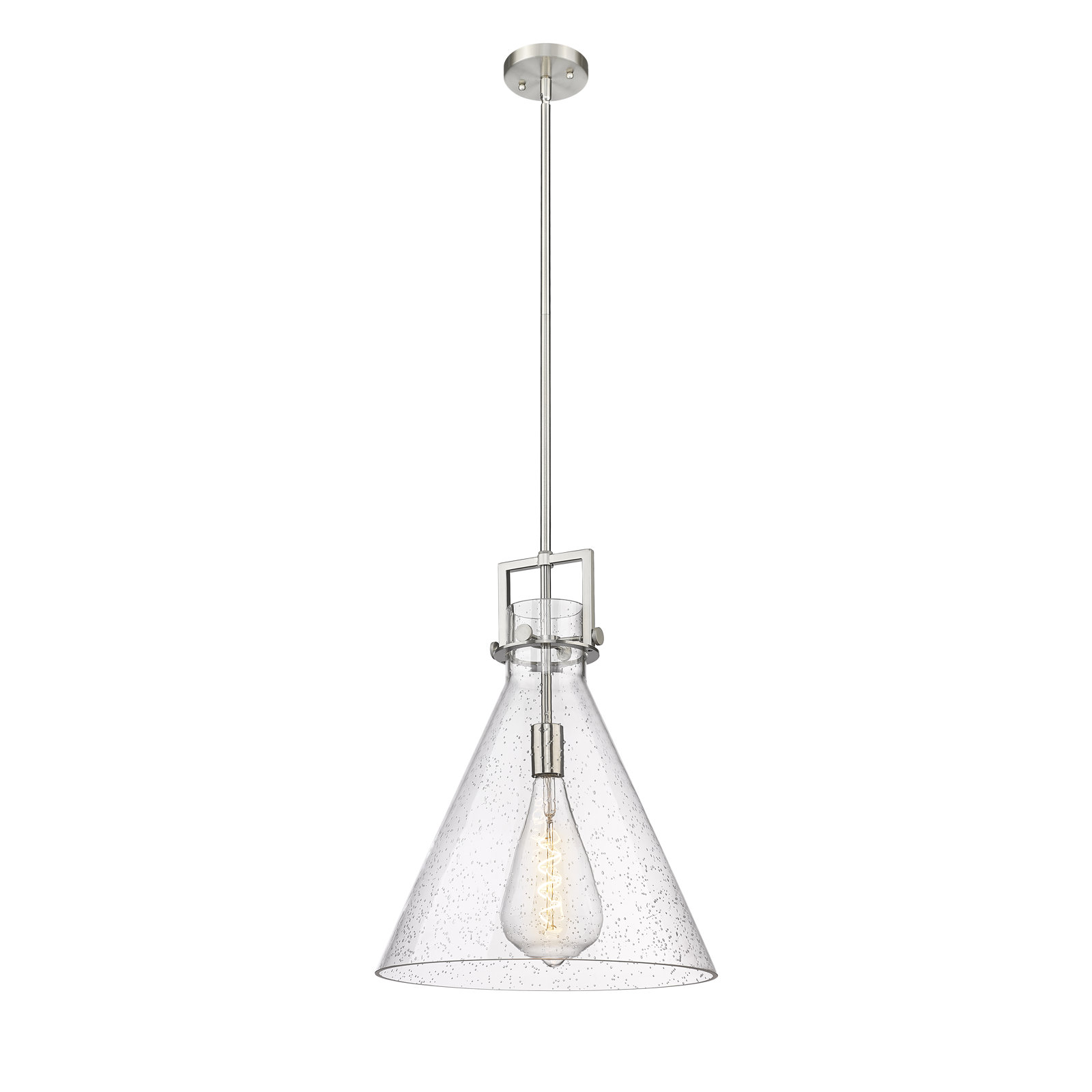 Coterie Single Light Glass Dimmable Pendant, Seedy, 20.38" H x 16" W x 16" D, Satin Nickel