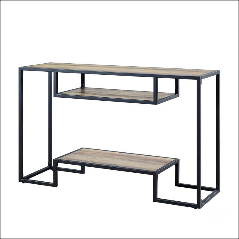 Rustic Oak And Black Finish Sofa Table