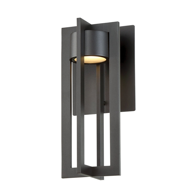 Chamber LED Outdoor Armed Sconce, Bronze, 16" H x 7" W x 8" D