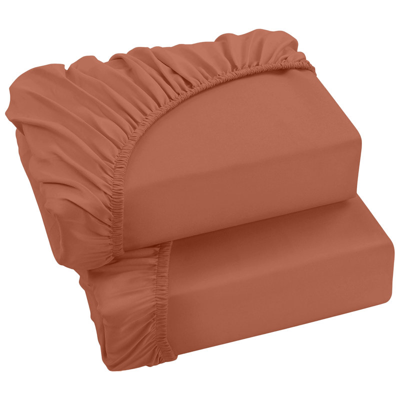 Soft & Breathable Microfiber Extra Deep Fitted Sheet, Rust, Double (4'6)
