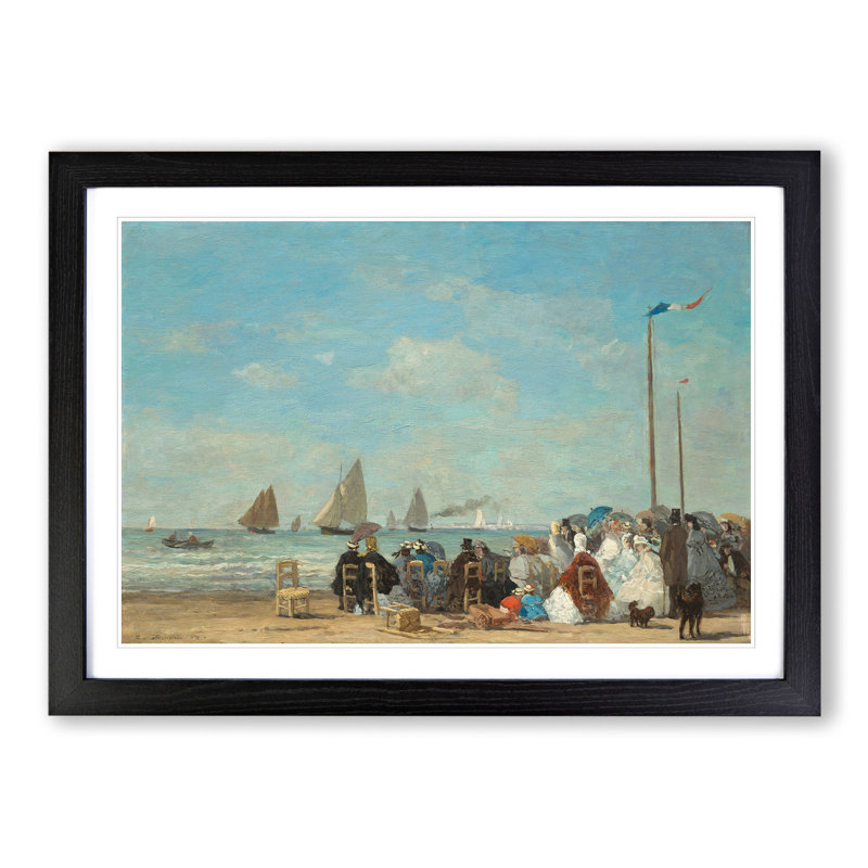 Beach at Trouville Vol.3 by Eugene Boudin - Picture Frame Painting, 36cm H x 48cm W x 2cm D, Black Framed