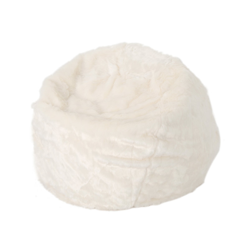 Canapé à billes en fausse fourrure Laprovis, Blanc uni